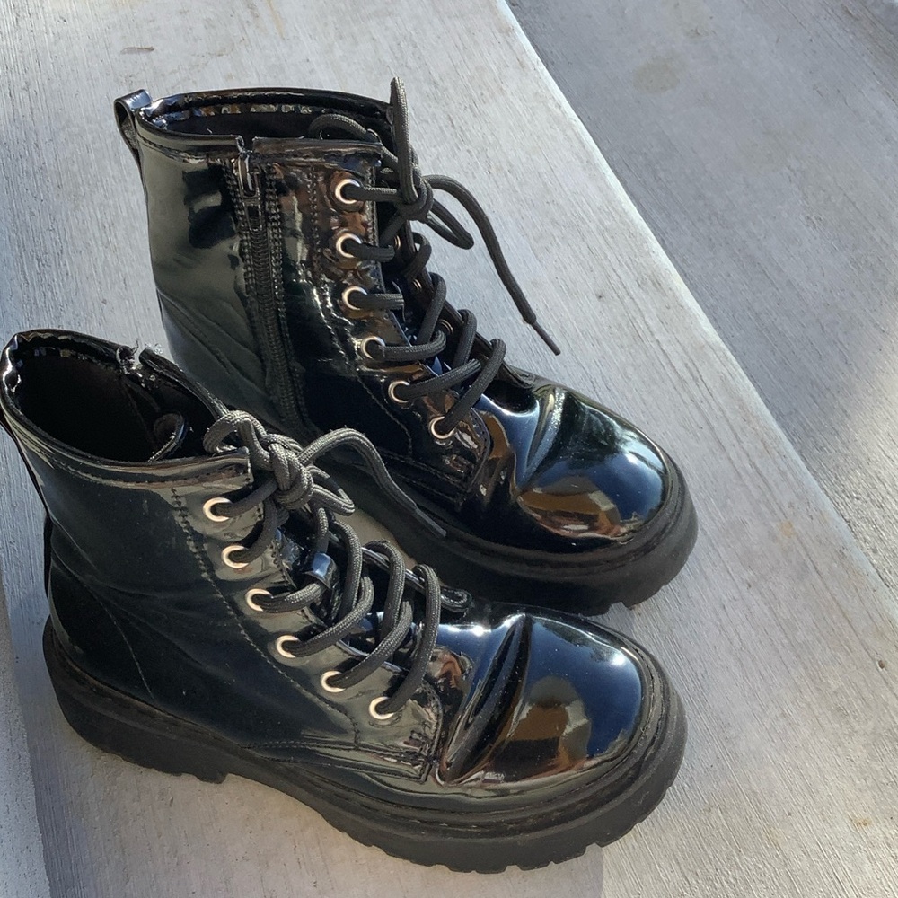 Steve Madden Shiny Black Kids Boots